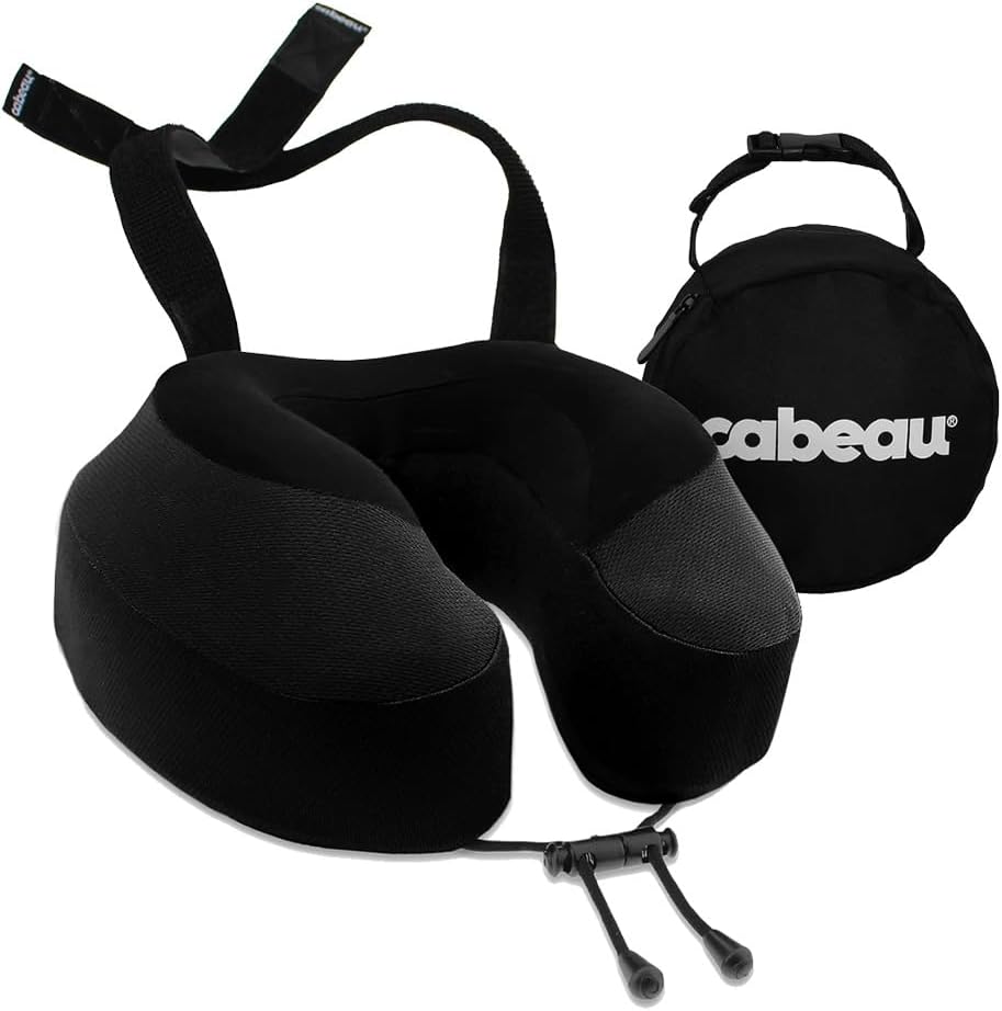 Cabeau Evolution S3 Airplane Travel Pillow for Long Flights - Supportive Memory Foam Body Positioner with Seat Straps to Se Your Head a…