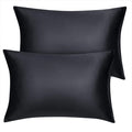 uxcell Travel Satin Pillowcase with Zipper, Super Soft and Luxury, Silky Pillow Cases Covers Set of 2, 14"x20", Black