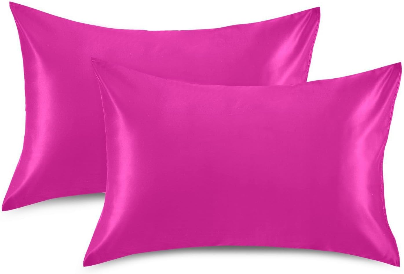 Electric Pink Color Pillow Covers Silk Pillowcase for Hair and Skin Breathable Soft Satin Pillowcase Queen Size Pillow Case for Boys Men…