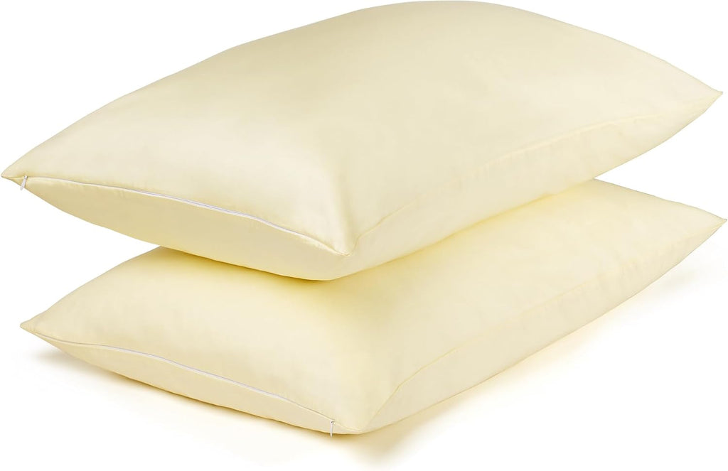 BestSeason Cotton Pillow Protectors/Cases Queen Size with Zipper 2 Pack Ivory Color, Cooling & Breathable Bed Pillow Protectors Set of 2 Pil…