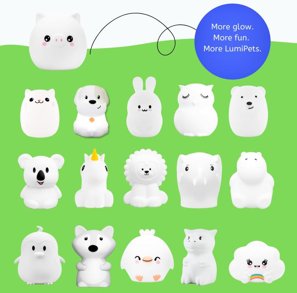 Lumipets Remote Control Silicone Night Light for Kids - Pig Design with 9 Soft Colors & Sleep Timer - Rechargeable, Battery-Operated Lamp…