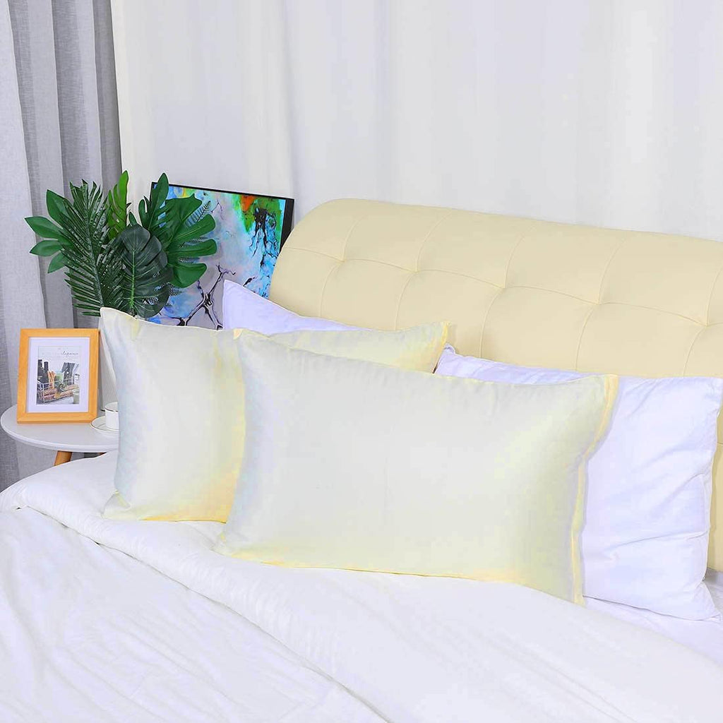 uxcell Queen Satin Pillowcase with Zipper, Super Soft and Luxury, Silky Pillow Cases Covers Set of 2, 21"x31", Pearl White