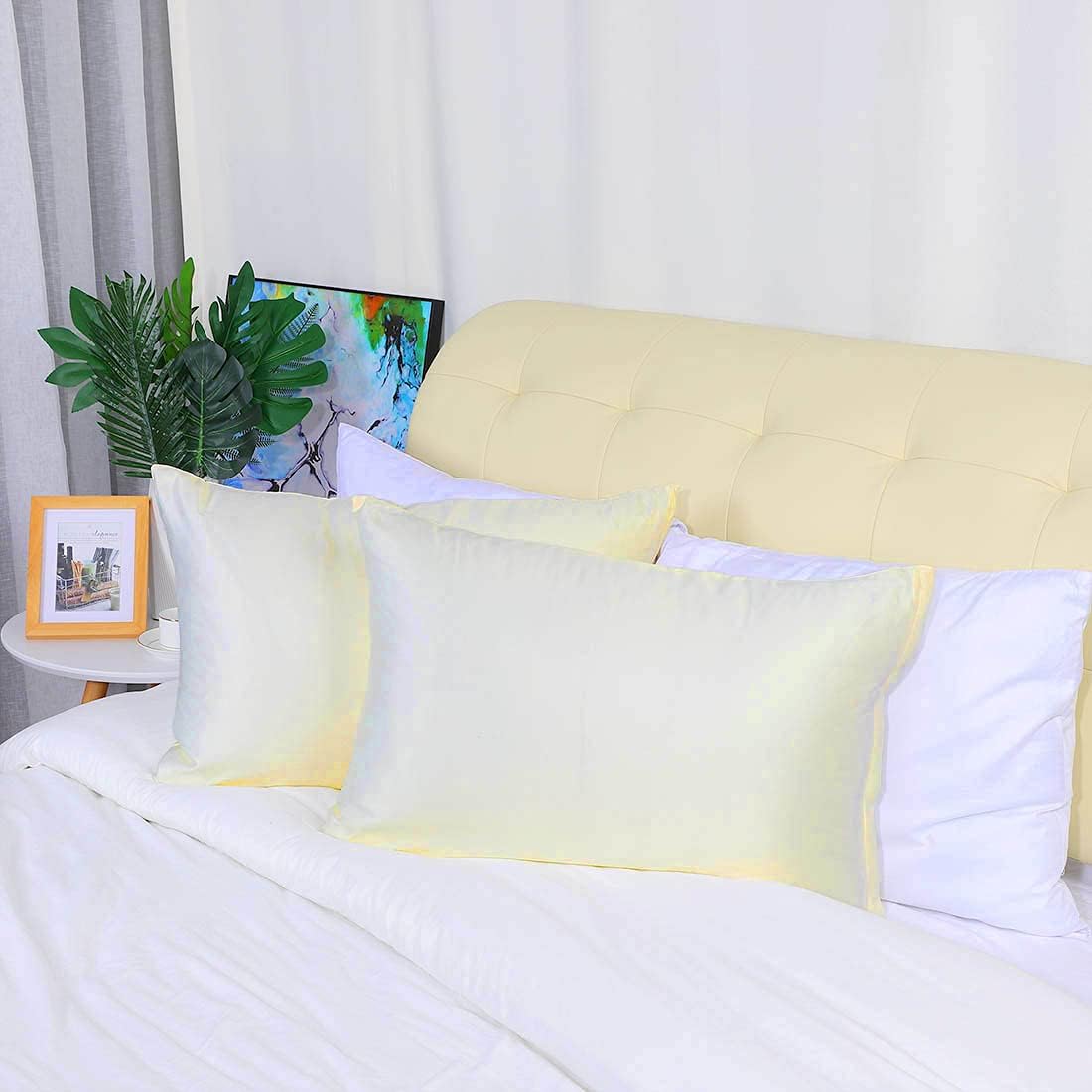 uxcell Queen Satin Pillowcase with Zipper, Super Soft and Luxury, Silky Pillow Cases Covers Set of 2, 21"x31", Pearl White