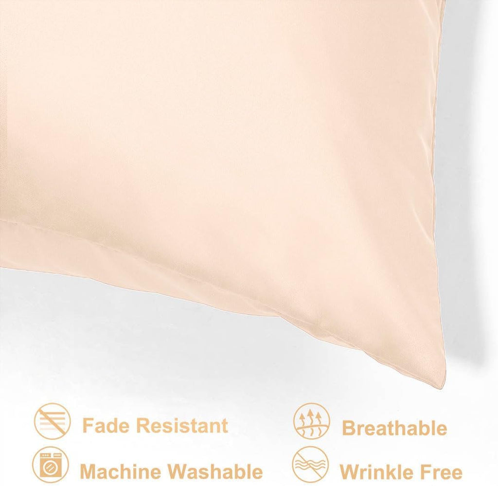 uxcell King Satin Pillowcase with Zipper, Super Soft and Luxury, Silky Pillow Cases Covers Set of 2, 21"x37", Caramel