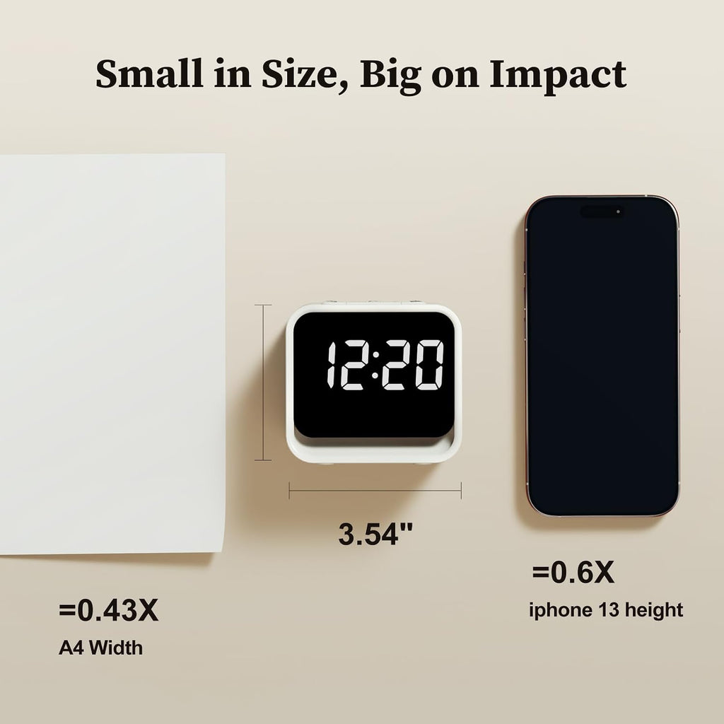 HOUSBAY Wooden Sound Machine Alarm Clock for Bedrooms - Gentle Wake-Up with Birdsong, White Noise for Sleeping, Small Digital Clock for…