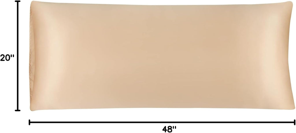 uxcell Body Pillow Cover 20x48 Inch Champagne Silky Satin Body Pillowcases for Hair and Skin Luxury Cooling Soft Smooth Washable