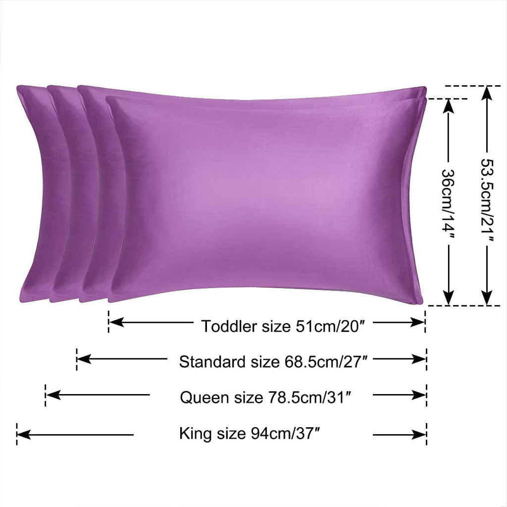 uxcell Standard Satin Pillowcase with Zipper, Super Soft and Luxury, Silky Pillow Cases Covers Set of 2, 21"x27", Purple
