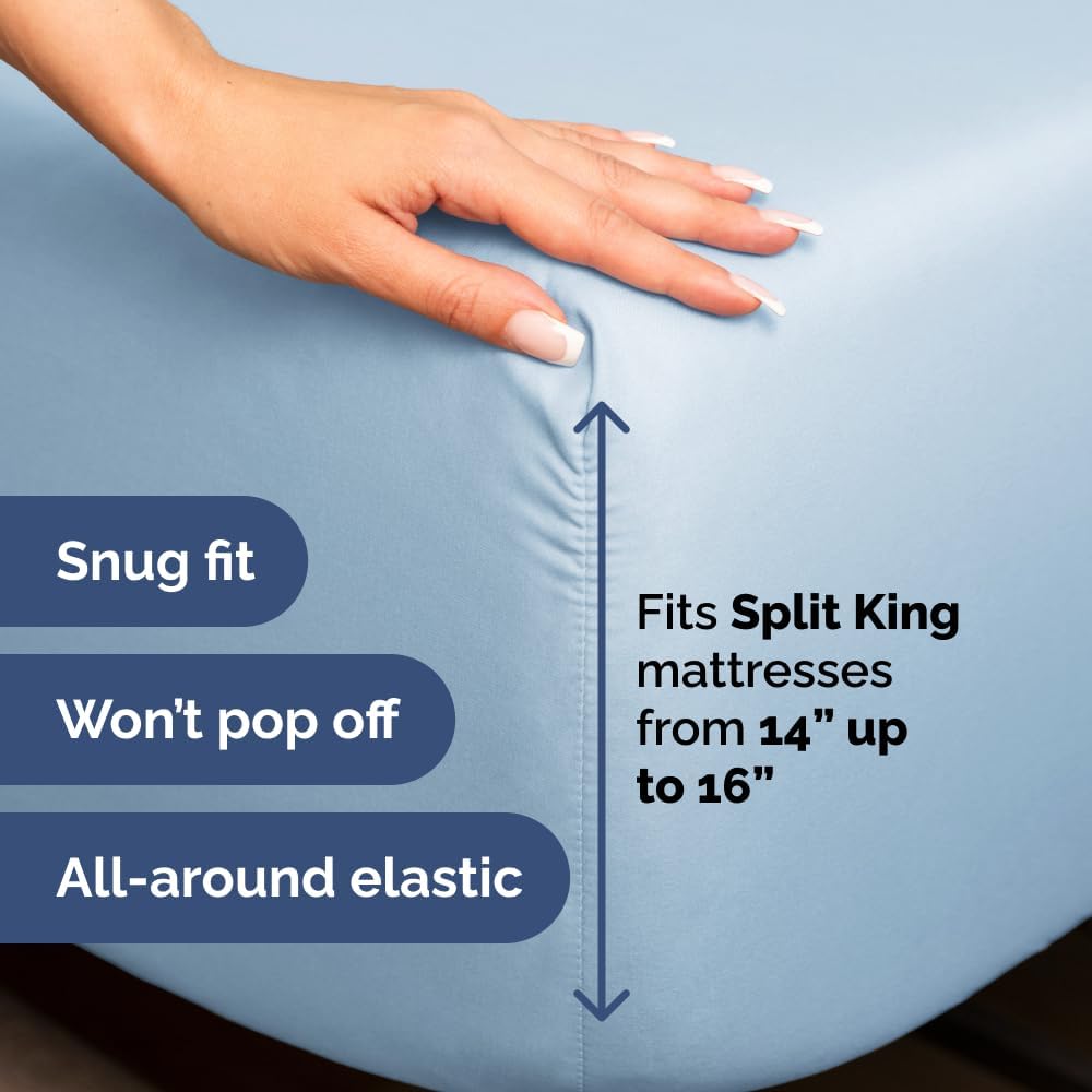 Flex Top Split Head King 4 Piece Sheet Set - Ultra-Soft, Breathable & Cooling Bed Sheets Set - Hotel Luxury Bedding for Women & Men with…