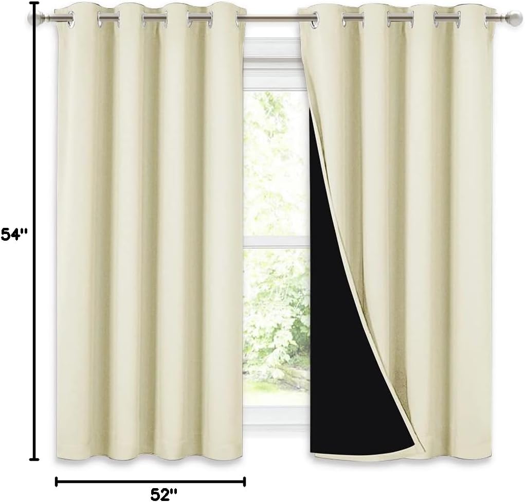 Nicetown Cold Blocking Curtains, Bedroom Full Blackout Curtain Panels, Great Job for Blocking Light, Complete Blackout Draperies with Black…