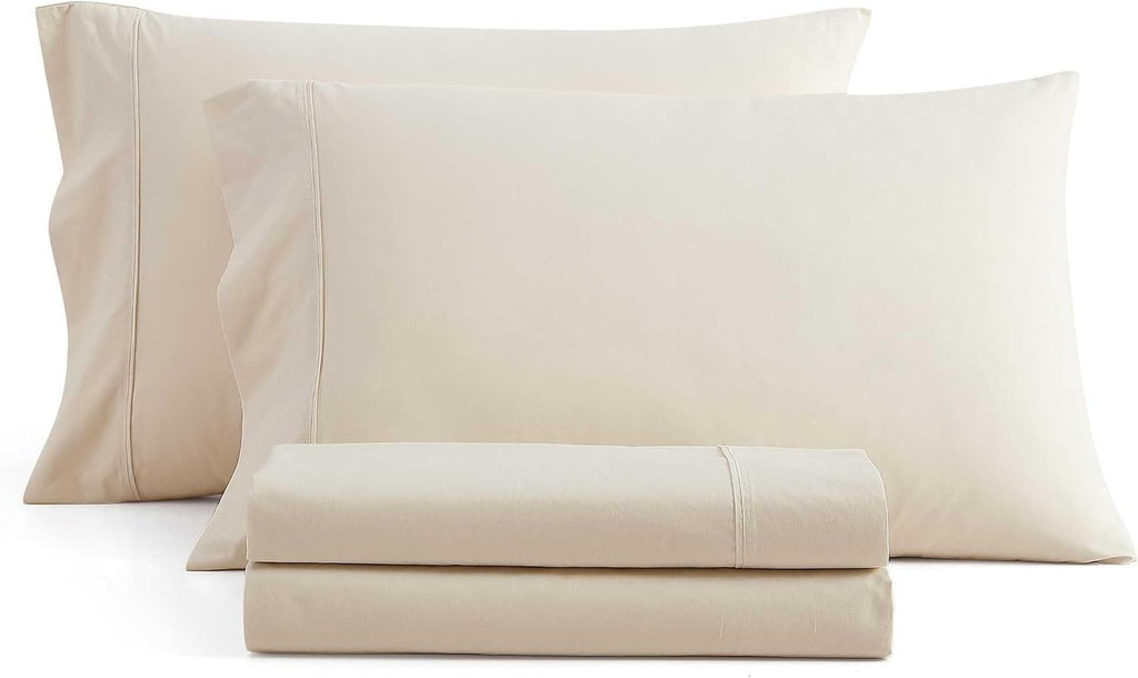 MarthaStewart Martha Stewart - Full Size Sheets Set, Crisp & Tailored Cooling Sheets w/a Naturally Smooth Cotton Percale Lightweight Feel -…