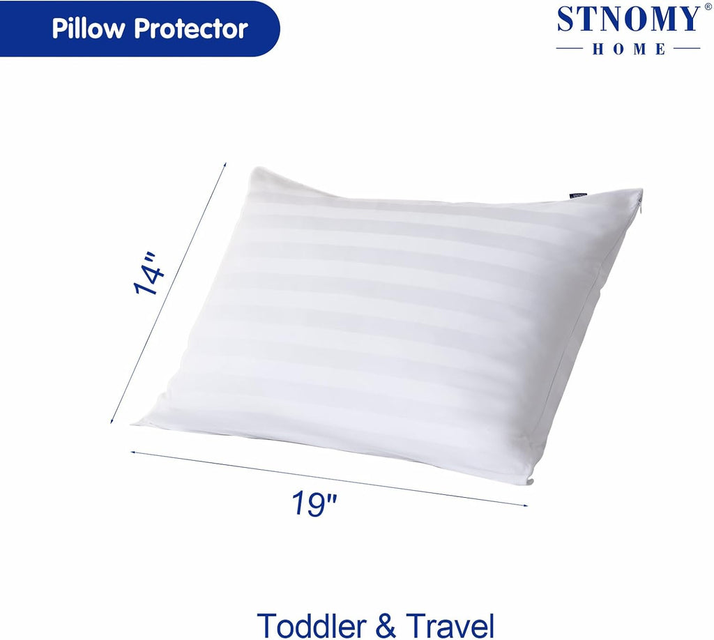 Stnomyhome Cotton Pillow Protectors with Zipper Durable Soft Breathable Pillow Cover Toddler Size & Travel Pillow Size 2 Pack 2 Pack Cotton…