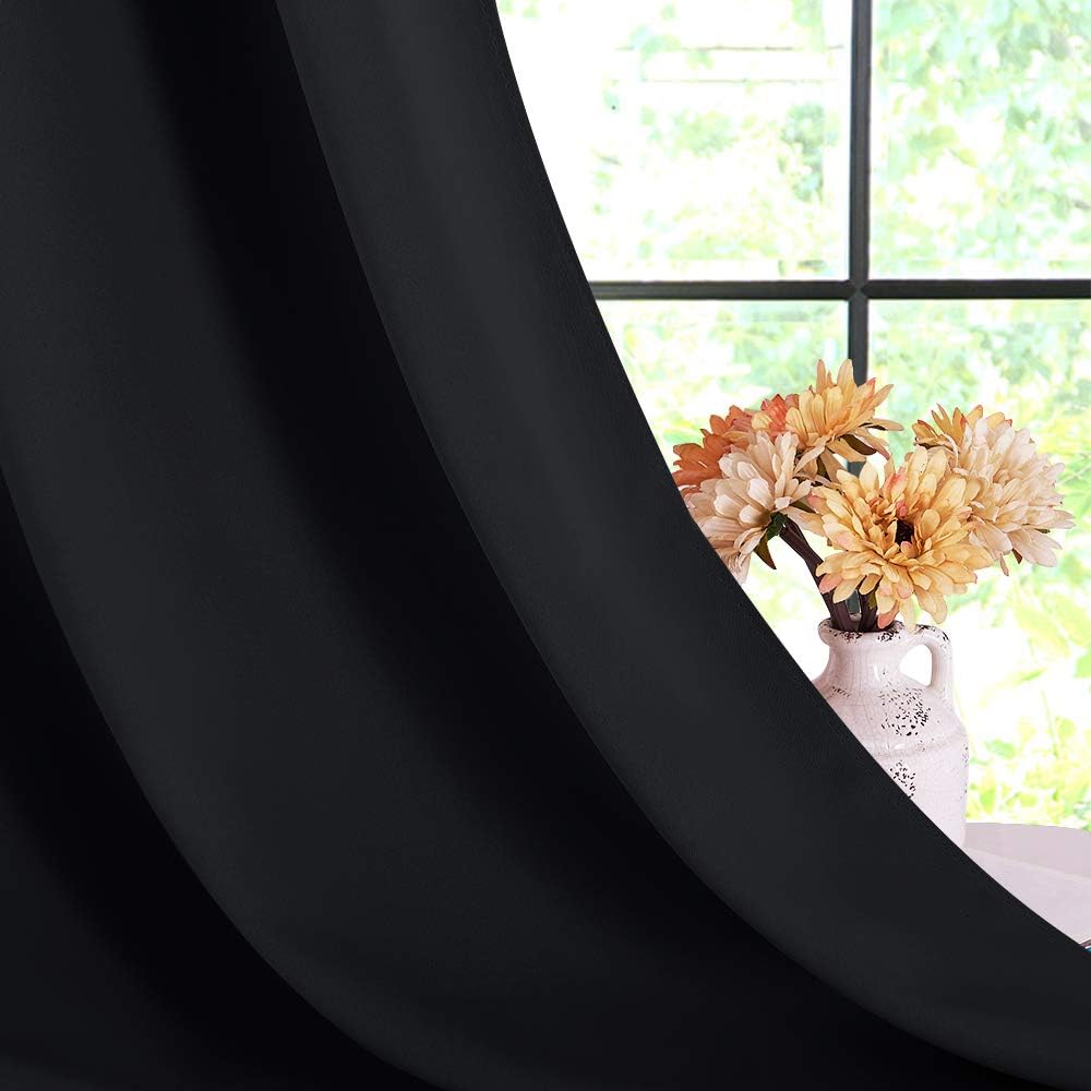 NICETOWN Blackout Draperies Window Curtain Panels, Autumn/Winter Thermal Insulated Solid Grommet Blackout Curtains/Drapes for Cafe (Set…