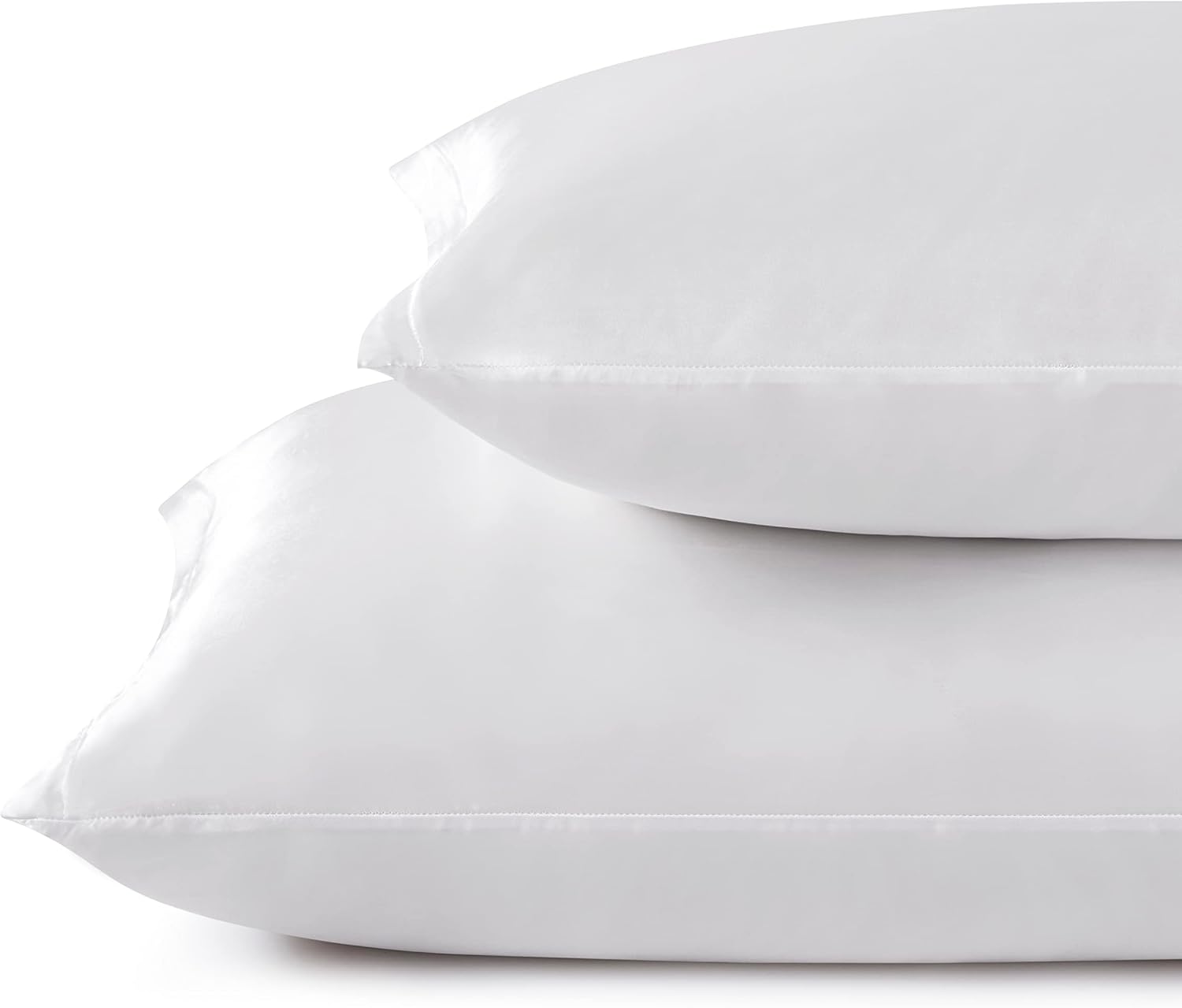 HommxJF Satin Pillowcases with Zipper (20x26), Standard Size Pillowcases Set of 2, White Silk Pillowcase for Hair and Skin White