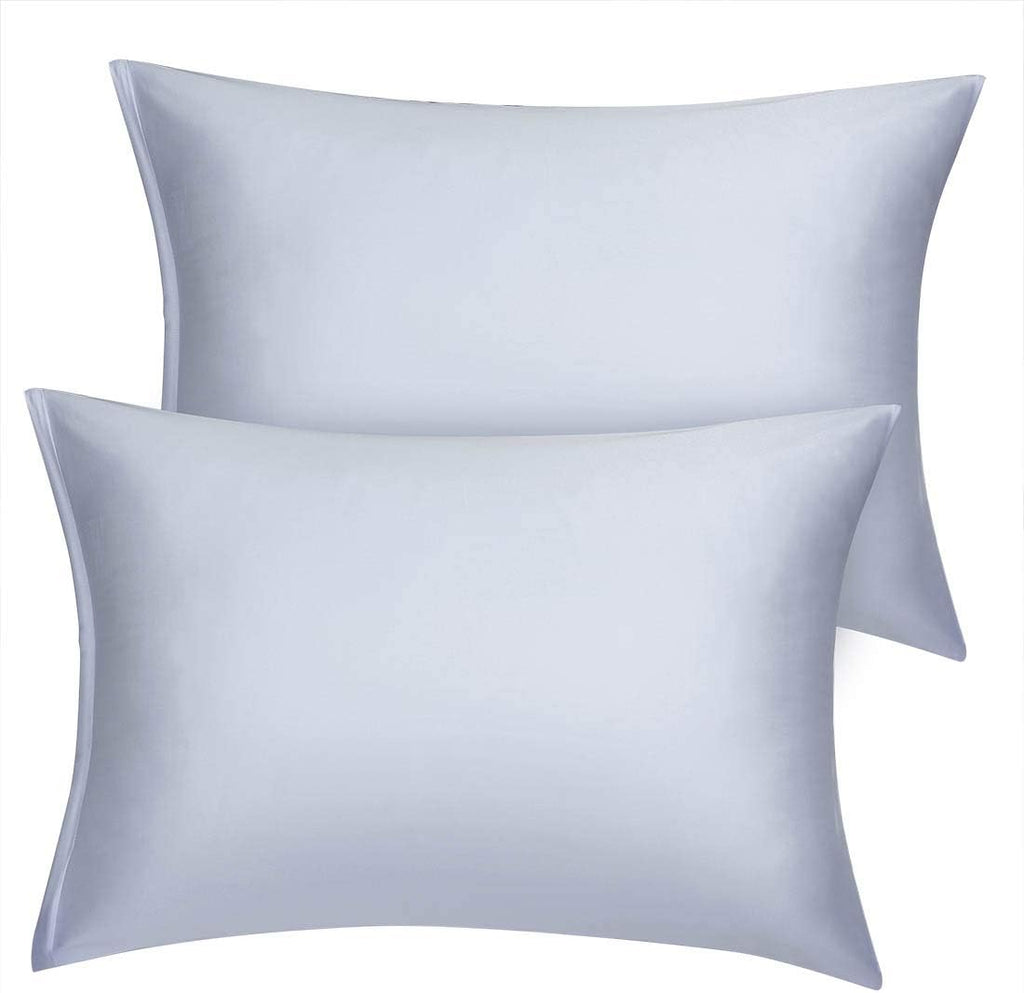uxcell King Satin Pillowcase with Zipper, Super Soft and Luxury, Silky Pillow Cases Covers Set of 2, 21"x37", Silver