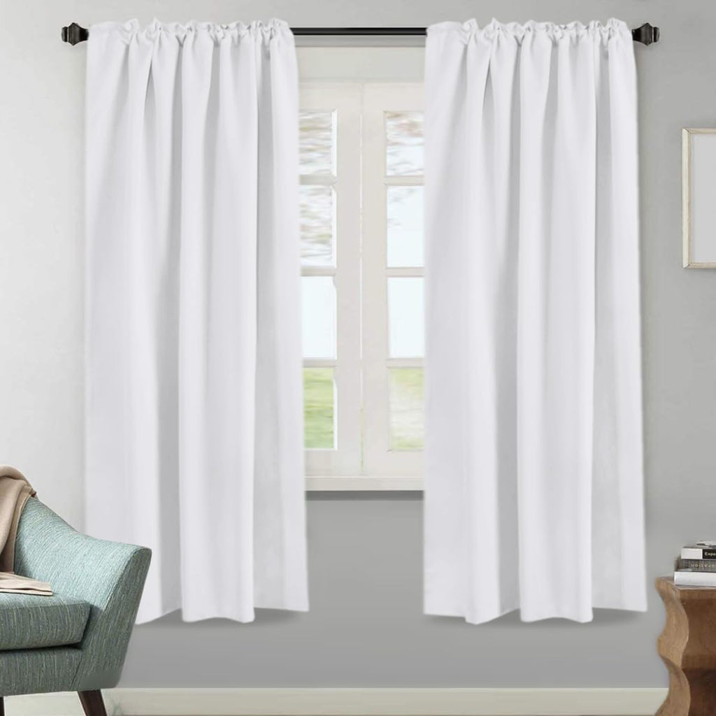H.VERSAILTEX White Curtains Thermal Insulated Window Treatment Panels Room Darkening Privacy Assured Drapes for Living Room Bac…