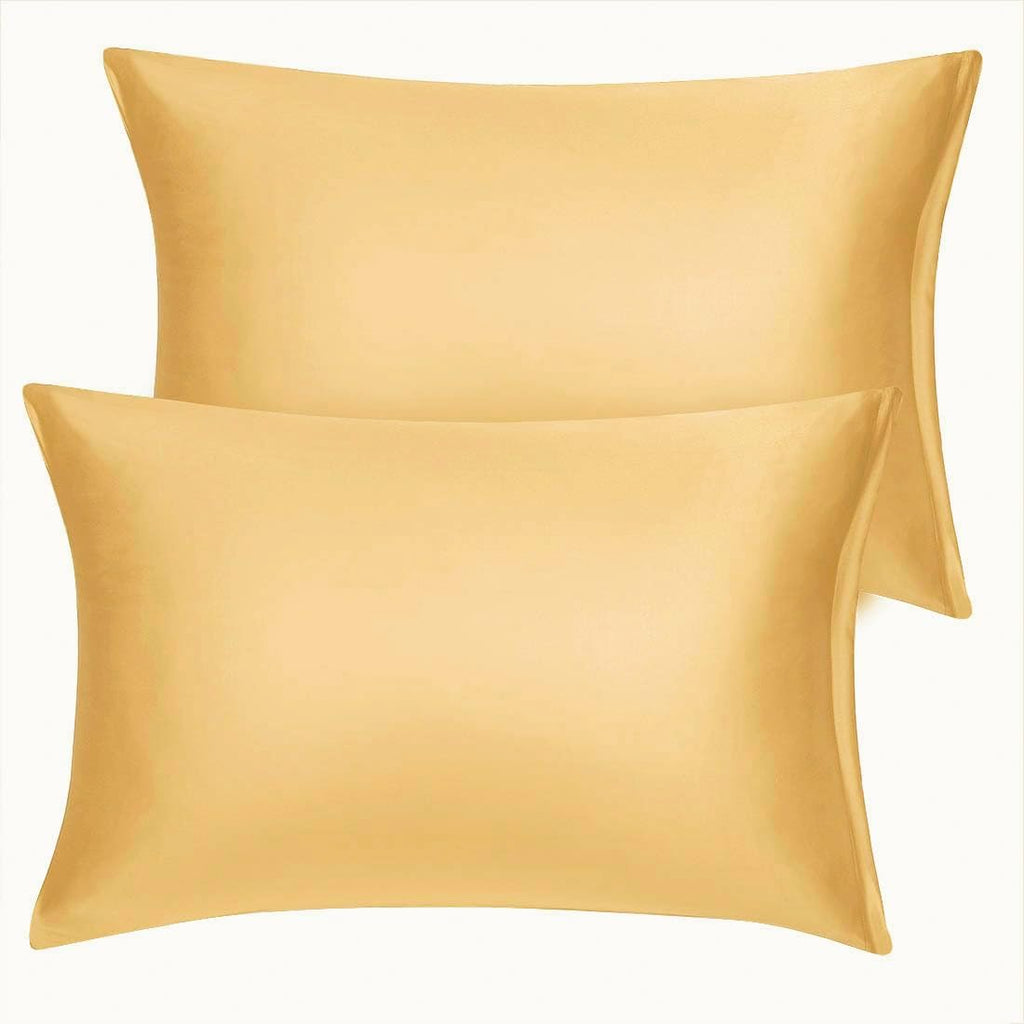 uxcell King Satin Pillowcase with Zipper, Super Soft and Luxury, Silky Pillow Cases Covers Set of 2, 21"x37", Champagne