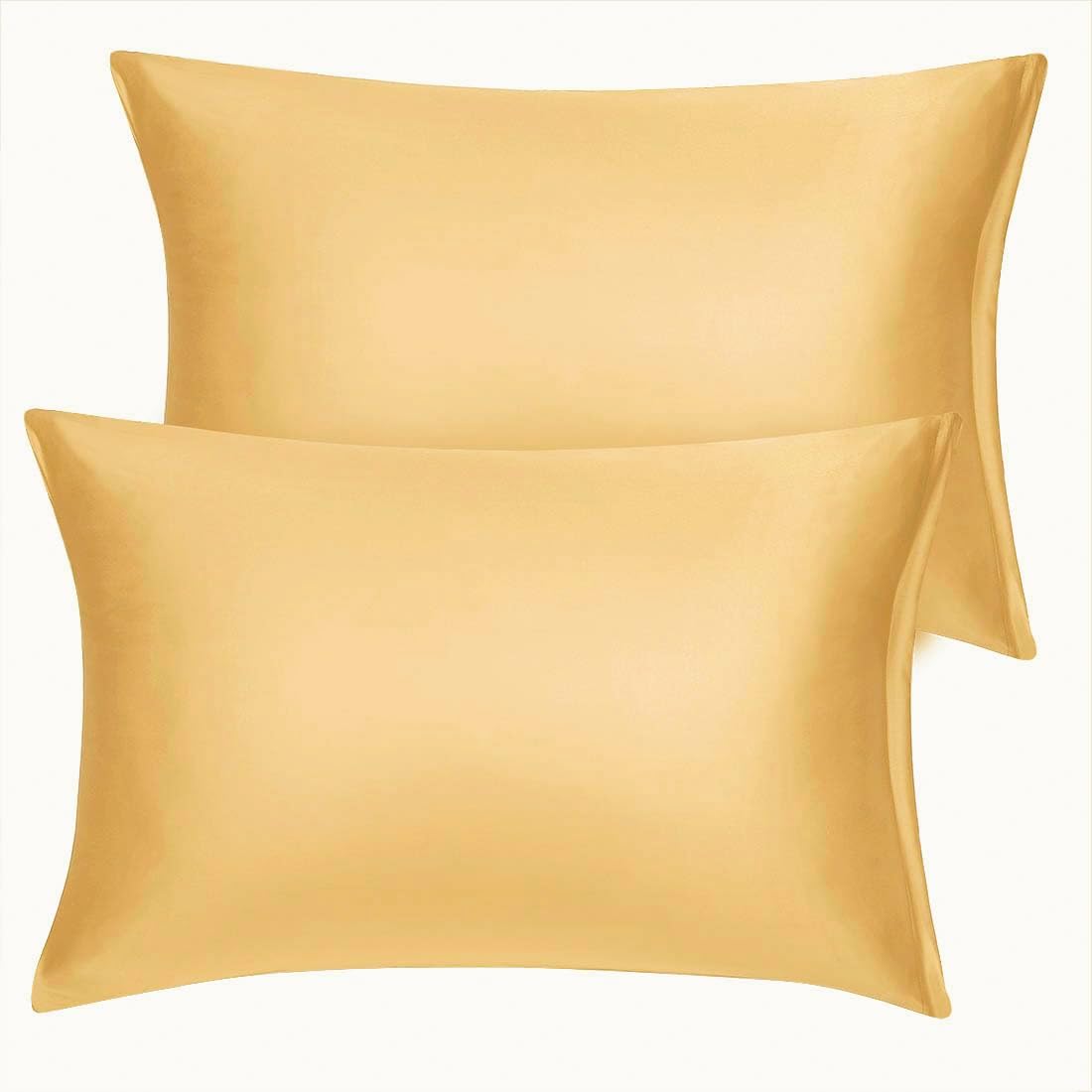 uxcell King Satin Pillowcase with Zipper, Super Soft and Luxury, Silky Pillow Cases Covers Set of 2, 21"x37", Champagne