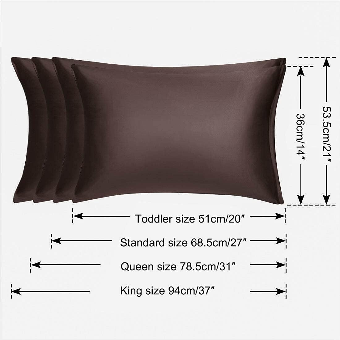 uxcell Queen Satin Pillowcase with Zipper, Super Soft and Luxury, Silky Pillow Cases Covers Set of 2, 21"x31", Brown