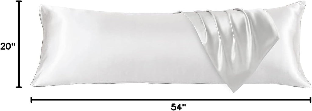 Huxmeyson Body Pillow with Satin Pillowcase, Body Pillow for Adults, Removable Cover, White (20"x54") White