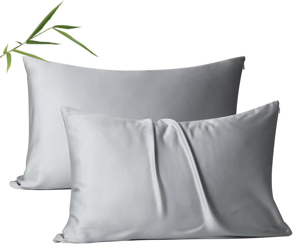 ShunjieHome 4 Pack Cooling Pillow Cases, Viscose Derived from Bamboo Pillow Protectors Queen Size Set of 4, 400 Thread Count Soft Silky Brea…