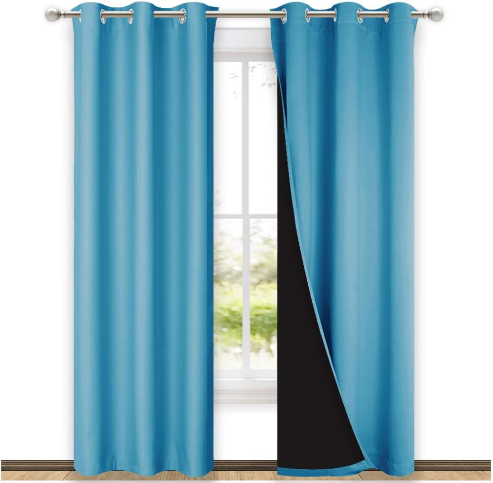 Nicetown 100% Blackout Curtains 84 inches Long, Pair of Energy Smart & Noise Blocking Out Drapes for Baby Room, Thermal Insulated Guest Roo…