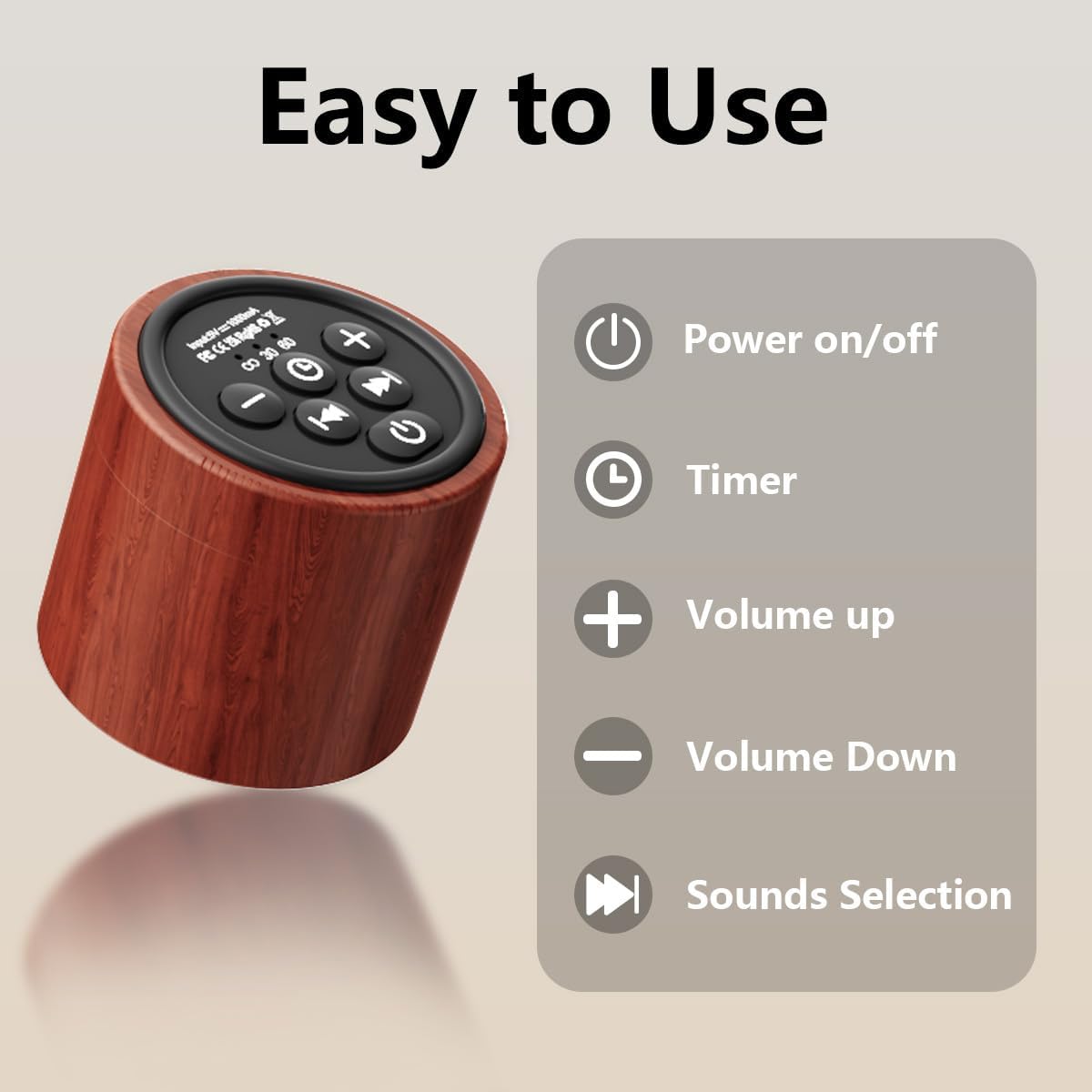 Hushingwhitenoisemachine Portable White Noise Machine Mini Sound Machine with 30 Soothing Sounds Rechargeable for Adults Newborn Kids Sleep…