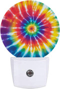 Rainbow Tie Dye Night Light Plug Into Wall Auto Led Sleep Round Lamp for Living Room Hallway Stairs