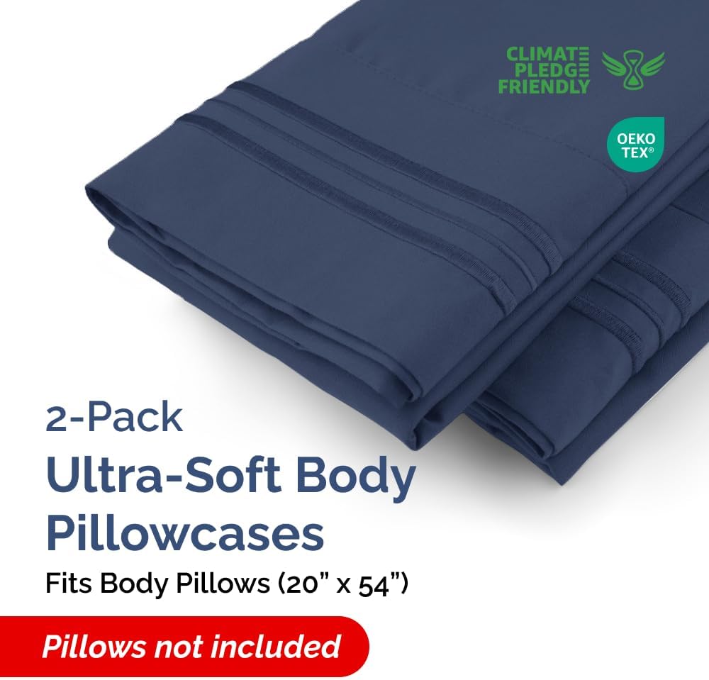 Body Pillowcases Set of 2-20x54 Long Body Pillow Case - Soft Body Pillow Cover for Sleeping & Side Sleepers - Comfy, Breathable & Wrinkle…