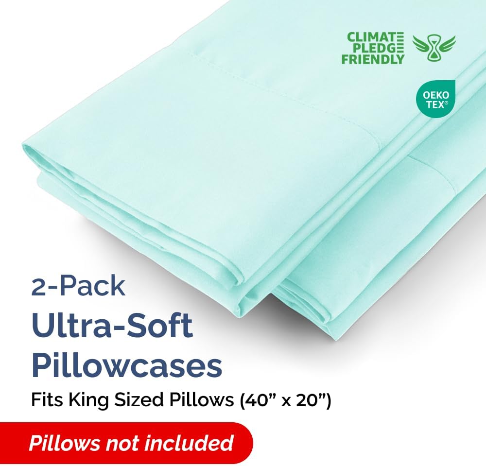 CGKUnlimited King Pillow Cases - 2 Pack - Super Soft Pillowcase Covers - Envelope Enclosure - Hotel Quality Pillow Protectors - Wrinkle Fre…