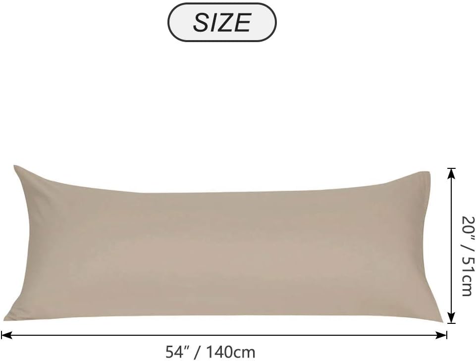 uxcell Soft Microfiber Body Pillow Cover with Zipper Closure, Long Pillow Cases for Body Pillows Weave for 90 GSM Polyester, Khaki Body (20…
