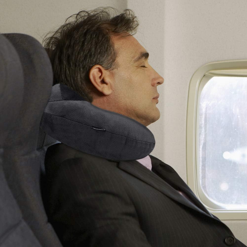 Inflatable Travel Pillow, Soft Velvet Inflatable Neck Pillow for Traveling, Airplanes, Train, Car, Office with Compact Bag, Breathable…