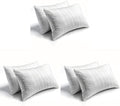 Hotel Grand Softy-Around Feather Down Pillows Queen Size Set of 6 Packs White Strip 100% Cotton Fabric Bed Pillows for All Position…