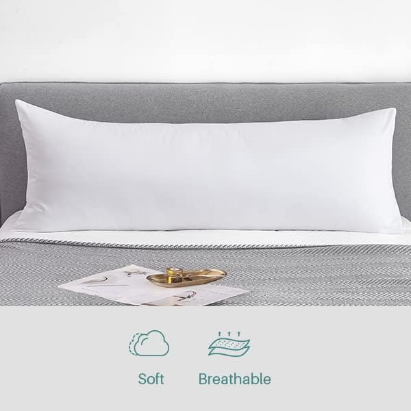 Oubonun 100% Cotton Body Pillowcase - 800 Thread Count/21x54, Moisture Absorbent and Breathable, Hotel Body Pillow Cover for All Seasons, W…