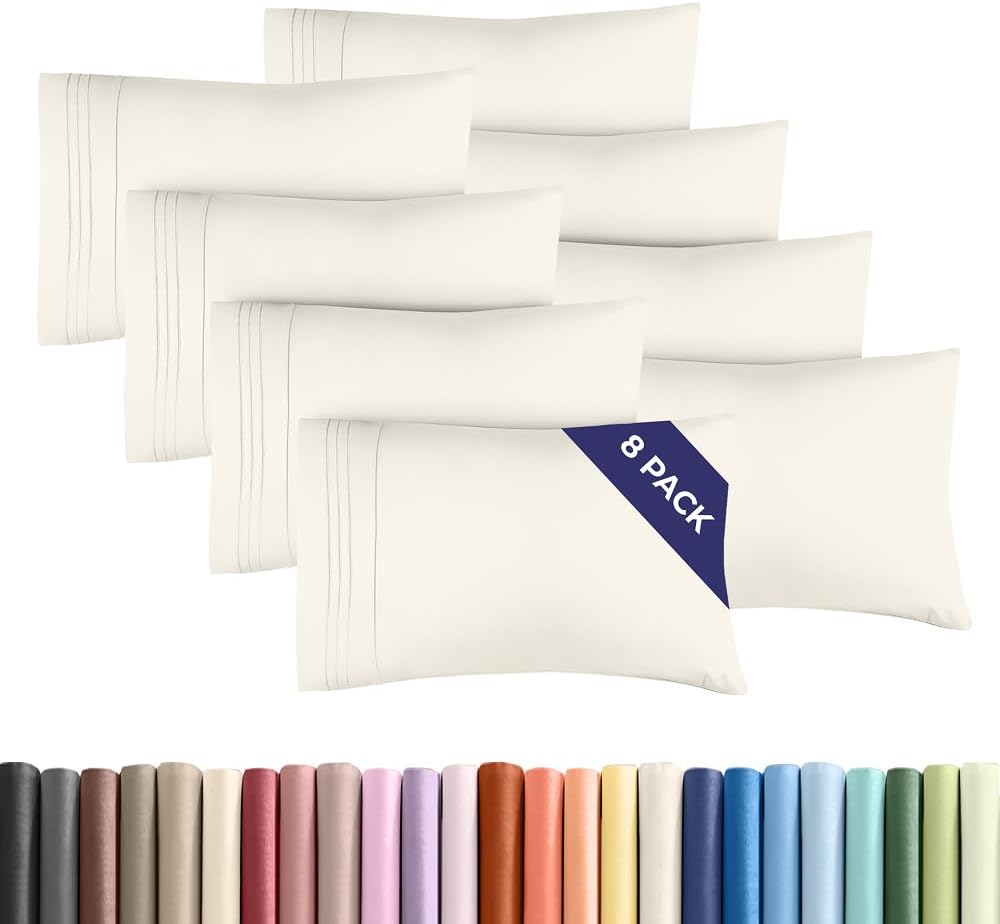 Standard Pillow Cases Set of 8 - Ultra Soft Hotel Quality Pillowcase Covers - Comfy, Cozy & Wrinkle Free - Shrink, Stain & Fade Resistant…