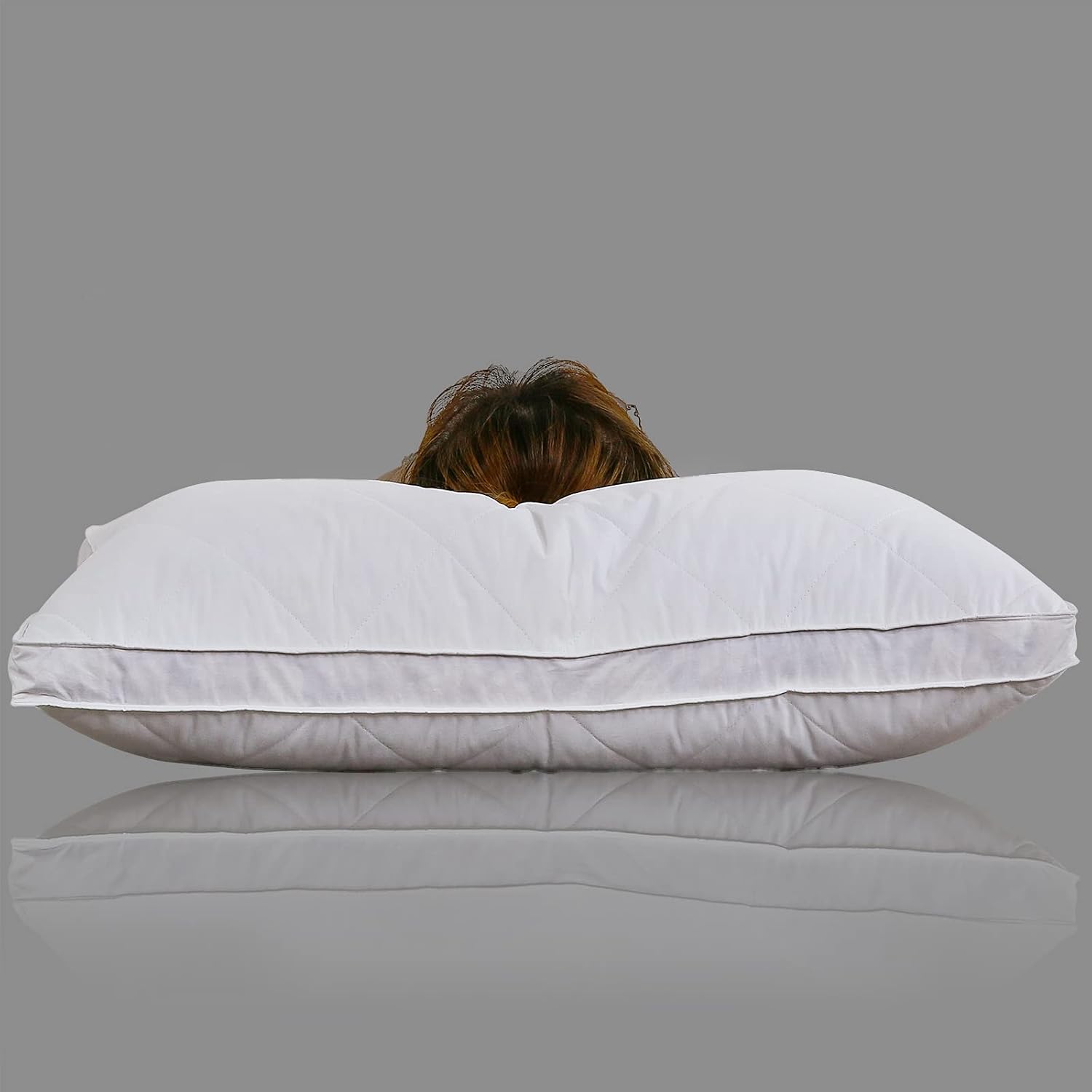Three Geese Pack of 2 White Goose Feather Polyester Bed Pillows Queen/Standard Size- Soft 600 Thread Count 100% Cotton, Medium Firm, Soft…