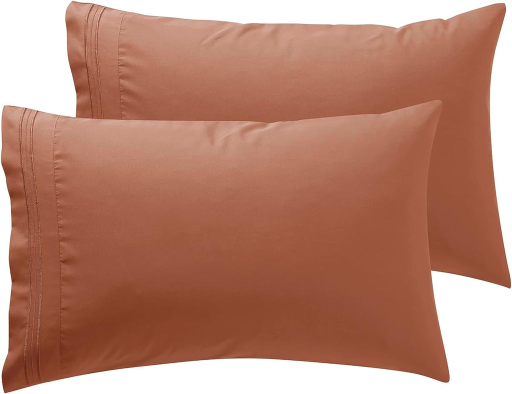 Nestl Orange Brown King Pillow Cases 2 – Soft King Size Pillow Case, 1800 Brushed Microfiber Pillowcases, Envelope Closure Pillowcase, King…