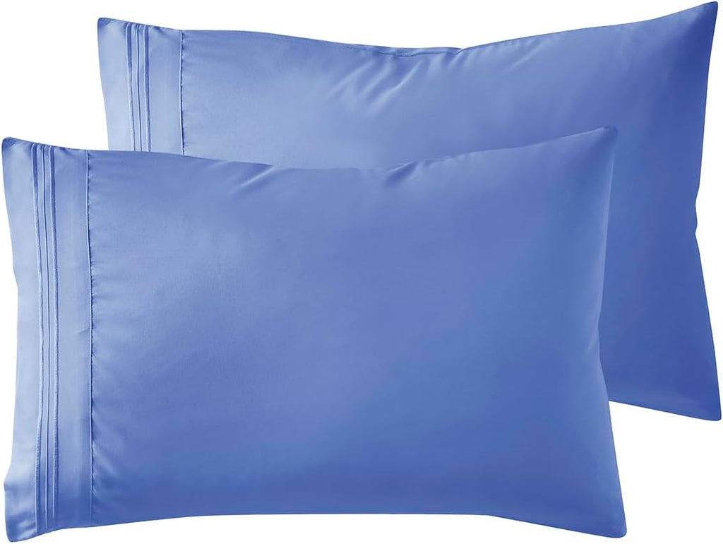 Nestl Microfiber King Pillowcase, 2 - Calm Blue, 1800 Thread Count, Envelope Closure, Set of 2, 20x40 Inches cotton Blue