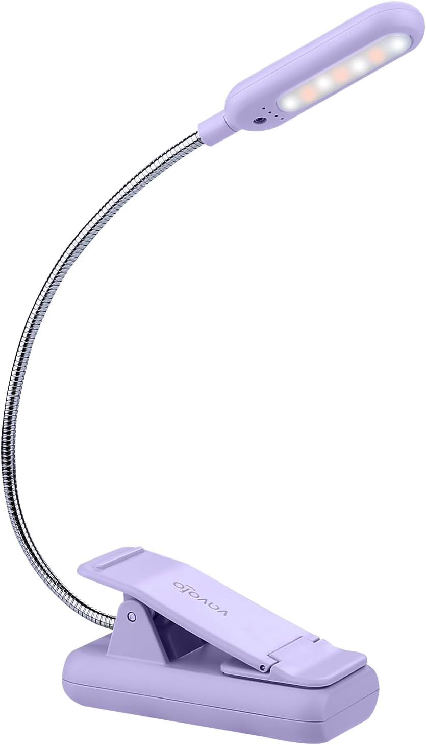 Vavofo Rechargeable Book Light for Reading in Bed Kids, 7 LED Reading Light with 9-Level Warm Cool White Daylight, Eye comfort Lamp with…