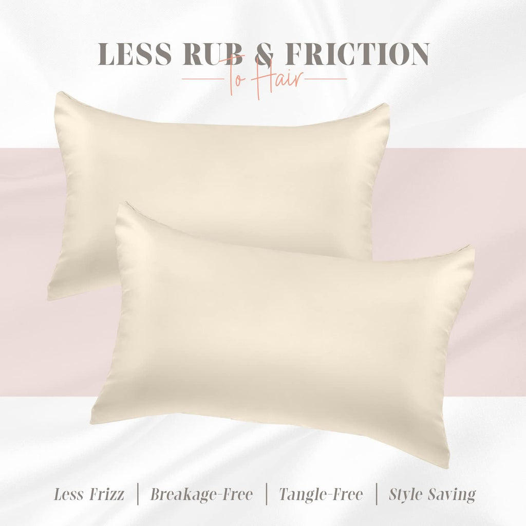 Elegantcomfort Elegant Comfort Silky and Luxurious 2-Piece Satin Pillowcase Set for Healthier Skin and Hair, Hidden Zipper Closure and Beau…