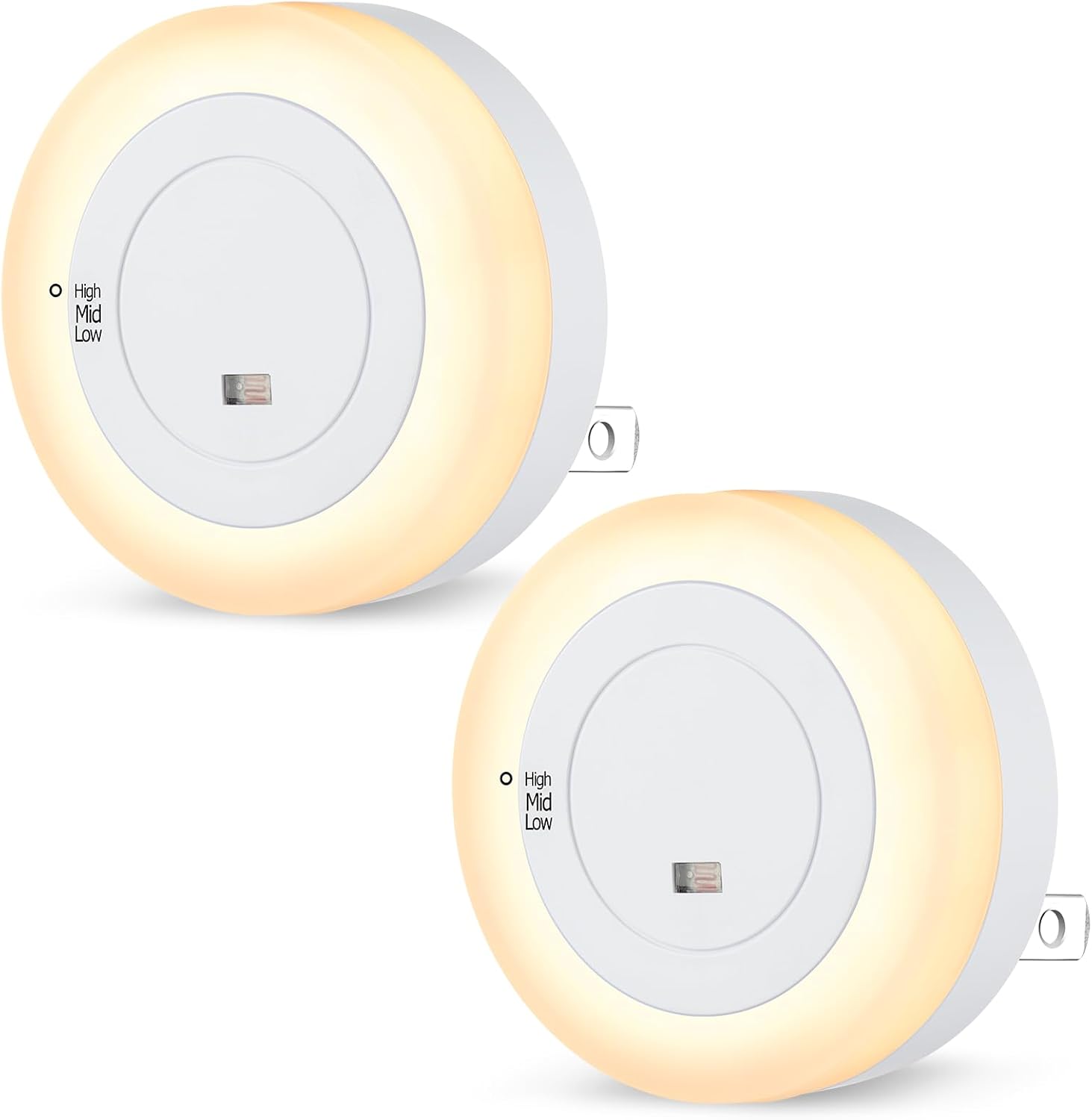 FOLKSMATE LED Night Lights Plug in, 2-Pack Dimmable Nightlight Plug Into Wall with Light Sensor, Soft White Adjustable for Adults…