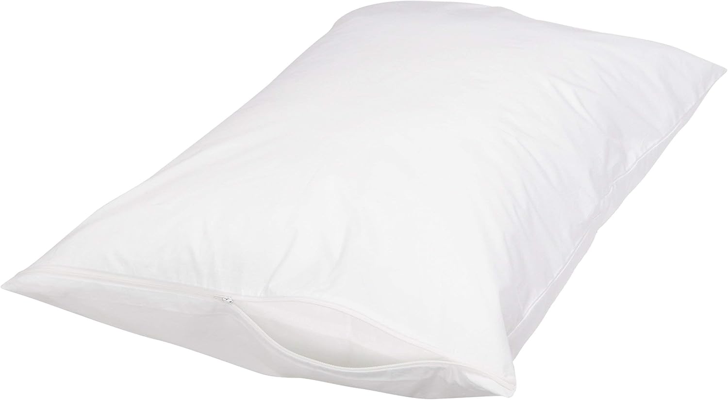 Amazon Basics Queen Pillow Protector with Zipper, 100% Cotton Hypoallergenic, Machine Washable, White, 31 x 21 Inches, Pillows Not…