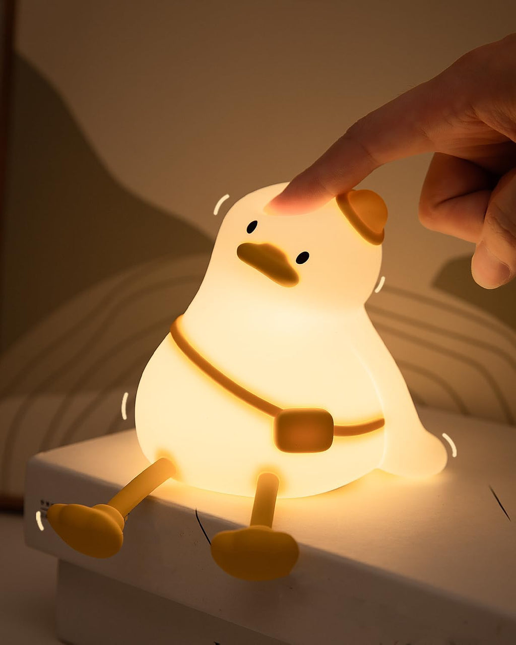 Kids Night Light Duck Design, Silicone Tap Control Bedside Lamp with Time Auto-Off, Cute Portable LED Nursery Light for Baby, Toddler…