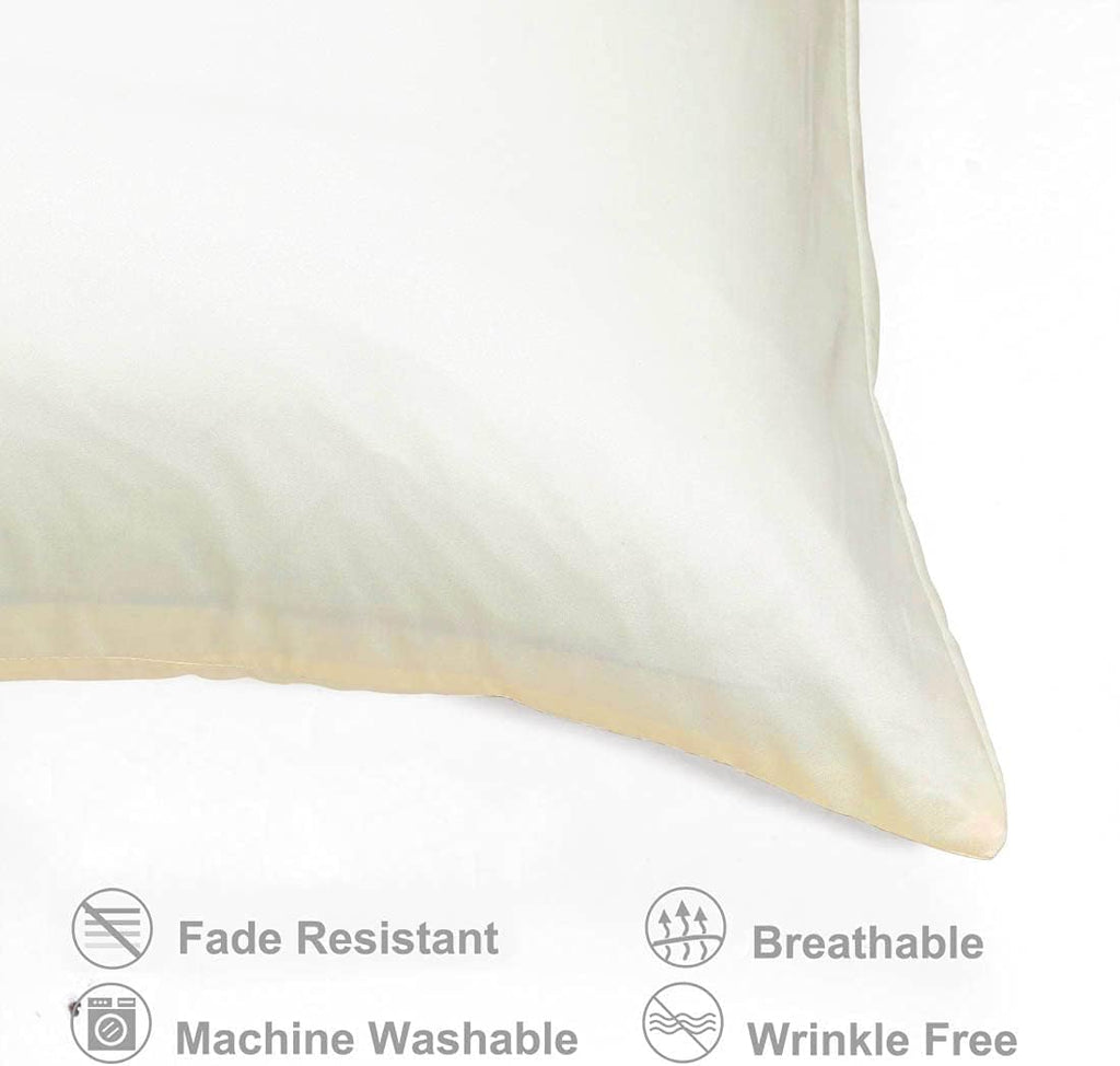 uxcell Travel Satin Pillowcase with Zipper, Super Soft and Luxury, Silky Pillow Cases Covers Set of 2, 14"x20", Pearl White