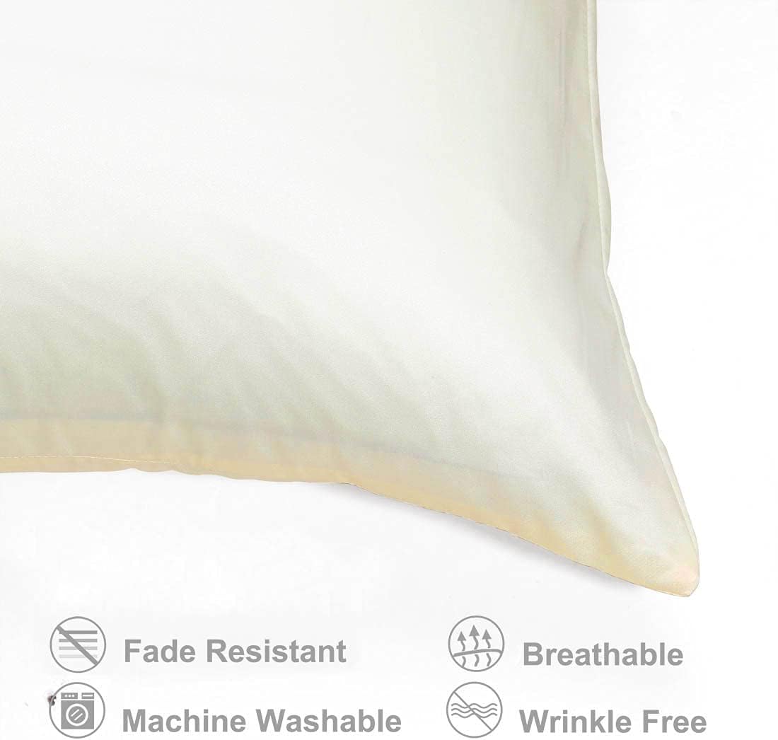 uxcell Travel Satin Pillowcase with Zipper, Super Soft and Luxury, Silky Pillow Cases Covers Set of 2, 14"x20", Pearl White