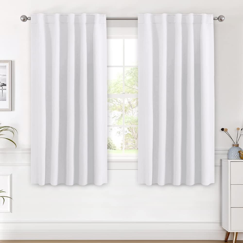 H.VERSAILTEX White Curtains Thermal Insulated Window Treatment Panels Room Darkening Privacy Assured Drapes for Living Room Bac…