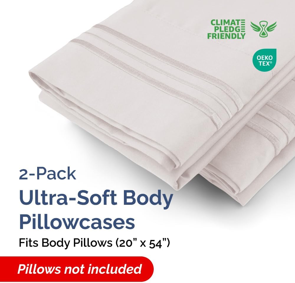 Body Pillowcases Set of 2-20x54 Long Body Pillow Case - Soft Body Pillow Cover for Sleeping & Side Sleepers - Comfy, Breathable & Wrinkle…
