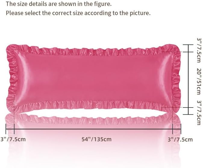HommxJF Peach Red Satin Pillowcases Body Pillow for Hair and Skin, Peach Red Body Pillow Silk Pillowcase with Envelope Closure Princess Room…