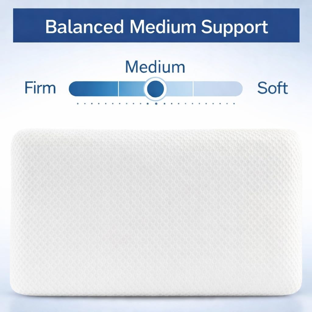 Dlight Bd Ultra 2.7" Stomach Sleeping Gel Infused Memory Foam Pillow- Ultra Thin and Flat Design for Stomach and Back Sleepers White