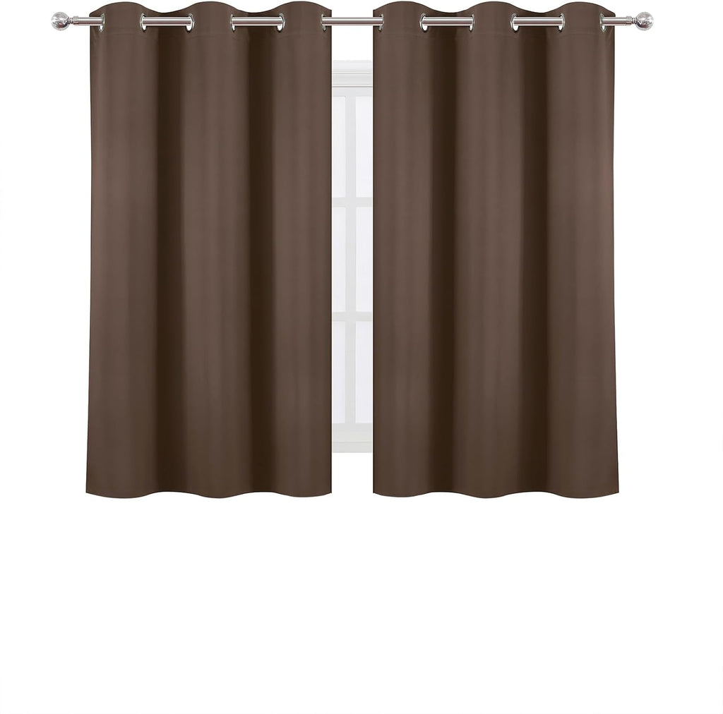 Lemomo Chocolate Brown Blackout Curtains 42 x 54 Inch Length Set of 2 Panels Grommet Bedroom Curtains for Living Room 54 Inch silver