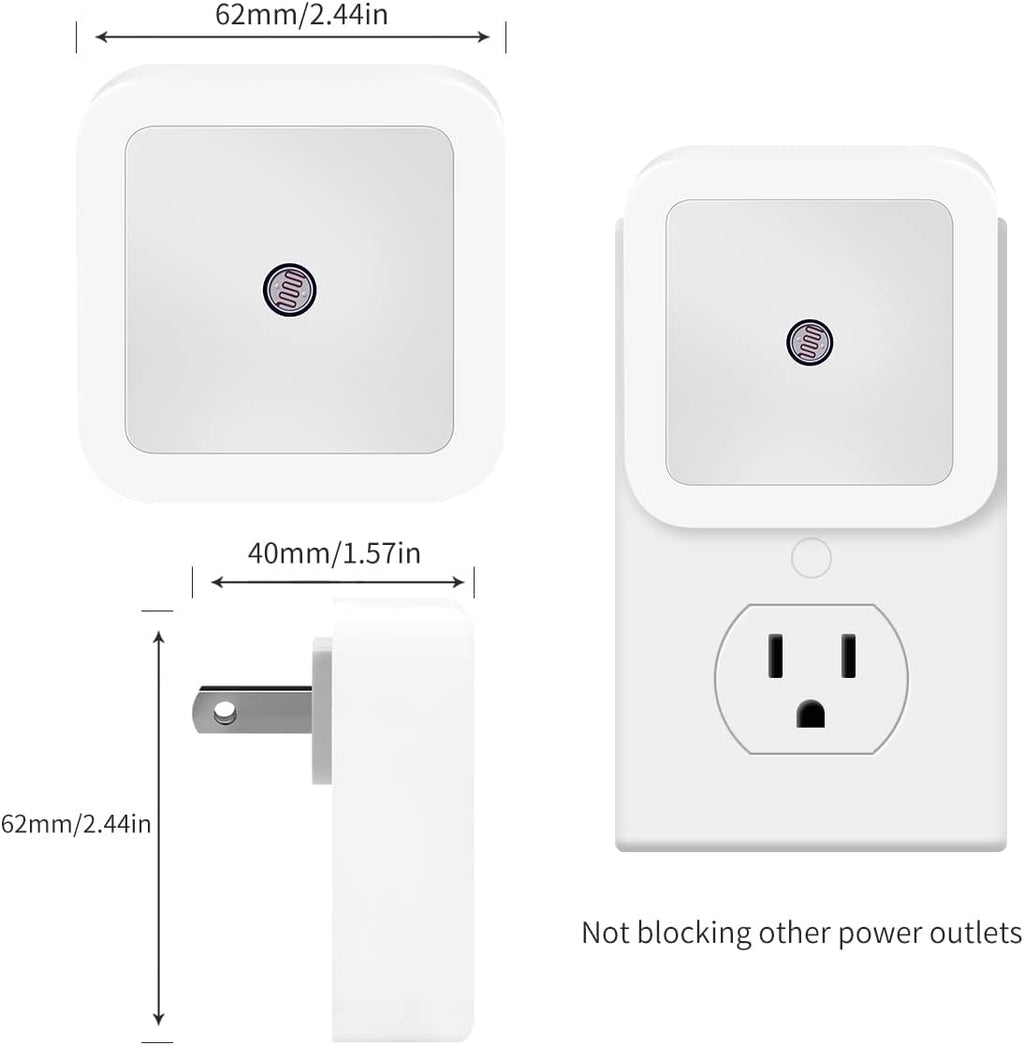 KINUR 6 Pack LED Night Light, LED Night Lights Plug into Wall with Dusk to Dawn sensors for Bathroom, Baby Nursery, Stair Lights, Hallway…